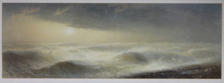 Henry George Hine, British 1811-1895, watercolour on paper, Stormy Seashore with Gulls, signed and dated 1865 9.5"h x  28"w