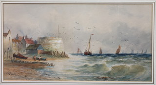 Thomas Bush Hardy, 19th Century British School, watercolour  on paper, study of the Round Tower at the entrance to Portsmouth Harbour, 7.5"h x 14.25"w