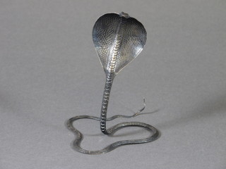 An Eastern white metal table ornament in the form of a cobra  4.5"