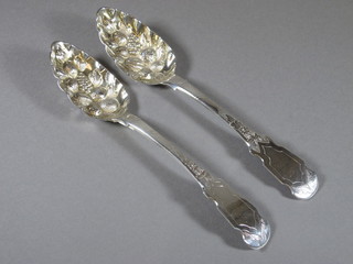 A pair of Georgian Scots silver table spoons Edinburgh 1826,  makers mark J&H, later embossed, 5 ozs