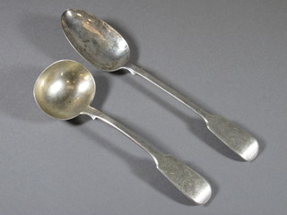 A Victorian fiddle pattern sauce ladle, London 1842 and a do. table spoon 4ozs