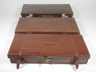 3 brown leather Masonic cases