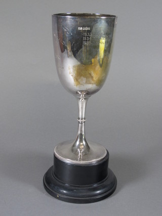 A Victorian silver goblet shaped trophy cup Sheffield 1898 8 ozs