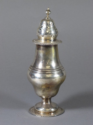 An Edwardian, Georgian style silver sugar sifter of baluster form, London 1908 5ozs by Garrards