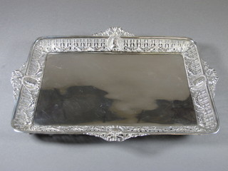 An 18th Century French silver reticulated tray, the borders  repousse embossed with portrait cartouches and flanked by swags of laurel, on hoof feet, 18 ozs