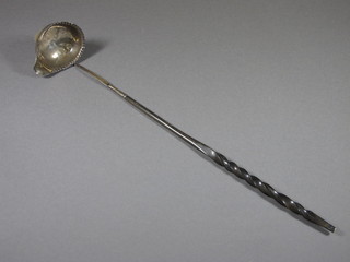 A Georgian silver toddy ladle with whale bone twist handle,  London 1815