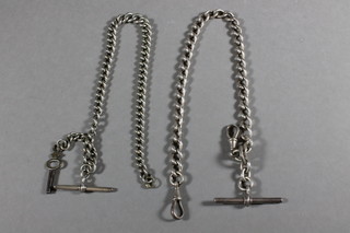2 silver curb link watch chains