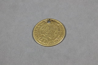 A Carol III 1781 coin, drilled a hole.