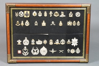2 frames containing a collection of staybright Military cap badges