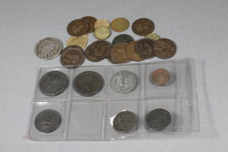 A Victorian 1844 crown and a collection of coins