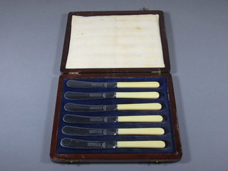 A set of 6 tea knives, cased