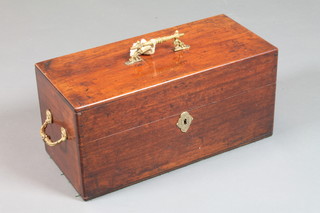 A Victorian mahogany jewellery box with hinged lid and gilt metal handles 9.5"h x 19"w x 9"d