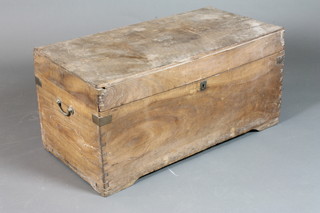 A 19th Century camphor trunk with brass drop handles and  hinged lid 15"h x 32"w x 16"d