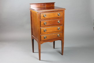 An Edwardian mahogany music chest with raised back and 4 long drawers, on square tapering supports 37"h x 20"w x 16"d