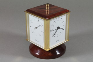 A modern clock and barometer compendium fitted thermometer, clock, hygrometer and barometer, 5.5"h