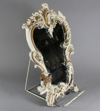 An Art Nouveau table easel mirror contained in a painted metal frame 15"