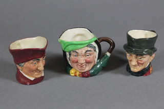3 small Royal Doulton character jugs - The Cardinal, Sarey  Gamp and John Peel, 2"