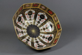 A Royal Crown Derby octagonal Imari pattern bowl, the base  marked 1128 XXXVII 9"