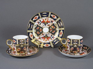 A Royal Crown Derby Imari pattern plate 6" - base marked  1451,d a similar cabinet cup and saucer - second and 1 other cup  and saucer