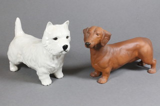 A Beswick figure of a West Highland Terrier 6" and a Beswick  matt finished figure of a brown Dachshund 6"