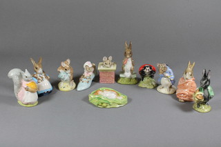 A collection of 11 Royal Albert Beatrix Potter figures comprising Timmy Willy Sleeping, Hunca Munca, Mother Ladybird, Fierce  Bad Rabbit, Gentleman Mouse Made a Bow, Poorly Peter  Rabbit, Mrs Rabbit & Bunnies, The Old Woman That Lived in a  Shoe, Goody Tiptoes, Tom Thumb and Little Black Rabbit,  boxed