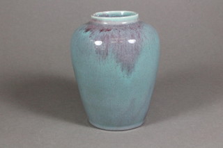 An Oriental blue glazed vase 4"