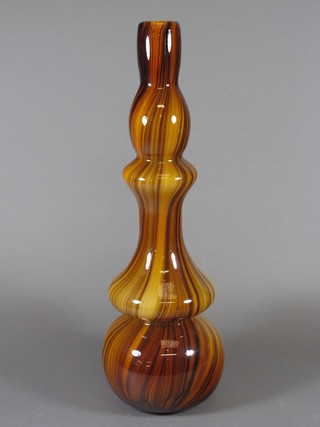 A brown Art Glass club shaped vase 18"