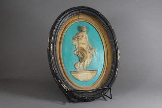 An 18th/19th Century Italian oval relief plaque decorated a classical lady contained in a socle frame 13"