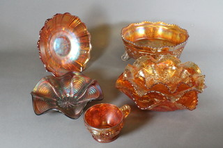 A collection of various Carnival glass