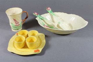 An  oval Carltonware yellow Australia design pattern bowl  decorated leaves with servers, 11" and a collection of other  Carltonware