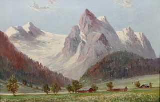 Paul Dean, 20th Century School, oil on canvas, a spring time  mountainous landscape of the Wellhorn, Switzerland 15.5"h x  23.5"w