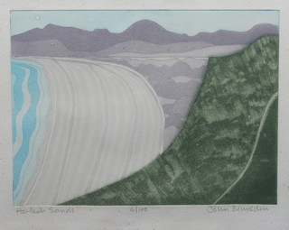John Brunsden, 20th Century School, a limited edition coloured print "Harlech Sands", 6/100, 9"h x 12"w