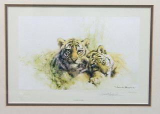 David Shepherd, 20th Century British School, a limited edition coloured print "Tiger Cubs" signed in pencil, 698/850 6.5"h x  10.5"w