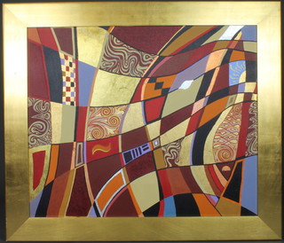 Paresh NR Stanga?, acrylic on canvas "Magic Paths" an abstract study within a gilded frame 30"h x 36"w