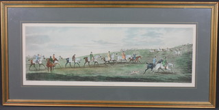After Alken, a set of 4 reproduction coloured horse racing prints  at various race course including Newmarket, Epsom, Ascot  Heath and Ipswich, 8.5"h x 25.25"w