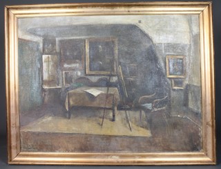 Early 20th Century British School, oil on canvas, an interior study of an artists studio, unsigned 35"h x 47"w