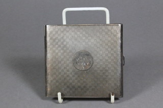 A silver cigarette case with engine turned decoration Birmingham 1924 3 ozs