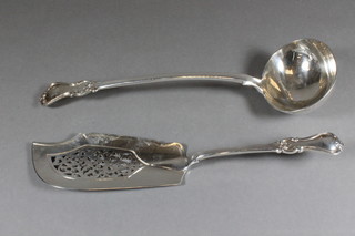 A Victorian silver ladle, London 1860 together with a Victorian  silver fish slice London 1844, 14 ozs