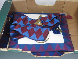 Masonic regalia comprising a Royal Arch Provincial Grand Officer's apron - standard bearer, 3 Royal Arch Principals aprons  and a sash
