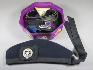 A Boys Brigade Officer's Glengarry, various Boys Brigade  badges, tie and a belt