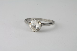 A lady's 18ct white gold solitaire engagement/dress ring set a  circular cut diamond approx 1.40ct