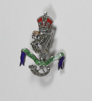 A silver and enamelled Royal Irish Rifles sweetheart brooch
