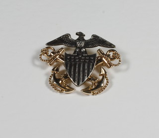 An American 14ct gold and sterling naval sweetheart brooch marked Tiffany & Co