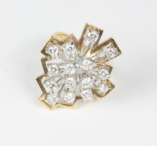 A modern 18ct yellow gold cluster ring set diamonds