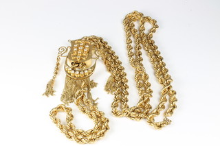 A Persian yellow gilt metal multi-link chain