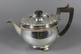 19th Century circular silver plated teapot with cast borders
