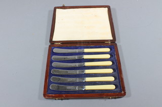 A set of 6 tea knives, cased