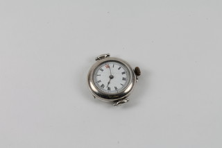 A lady's wristwatch contained in a Continental silver case