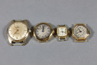 3 lady's wristwatches contained in 18ct gold cases together with a gentleman's gilt cased wristwatch