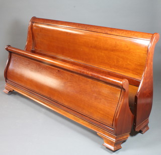 A modern cherrywood sleigh bed in the 18th Century French  style 72"w x approx 80" in length